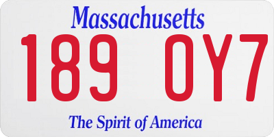 MA license plate 189OY7