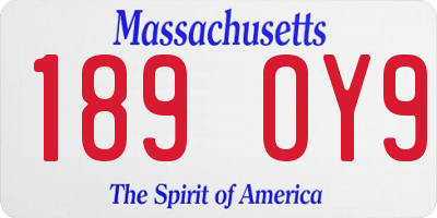 MA license plate 189OY9