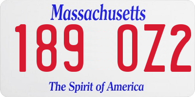 MA license plate 189OZ2
