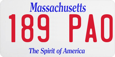 MA license plate 189PA0