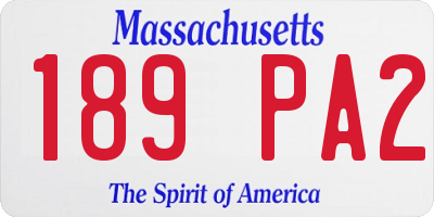 MA license plate 189PA2