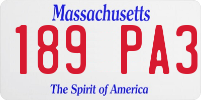MA license plate 189PA3