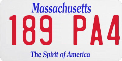 MA license plate 189PA4