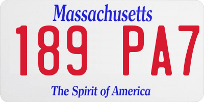 MA license plate 189PA7