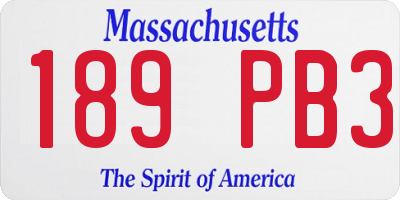 MA license plate 189PB3
