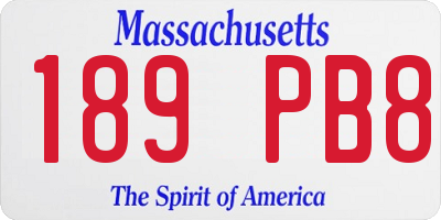 MA license plate 189PB8
