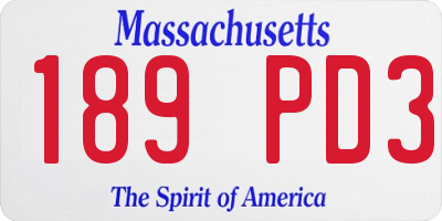 MA license plate 189PD3