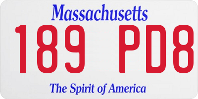 MA license plate 189PD8