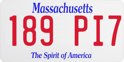 MA license plate 189PI7