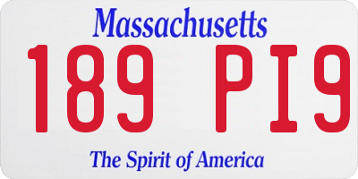 MA license plate 189PI9