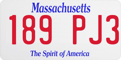 MA license plate 189PJ3