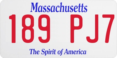 MA license plate 189PJ7