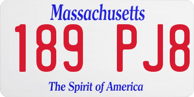 MA license plate 189PJ8