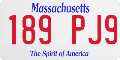 MA license plate 189PJ9