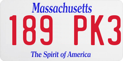 MA license plate 189PK3