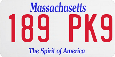 MA license plate 189PK9