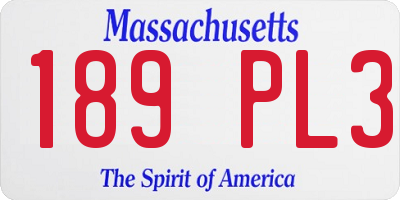 MA license plate 189PL3