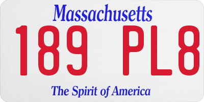 MA license plate 189PL8