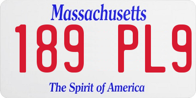 MA license plate 189PL9