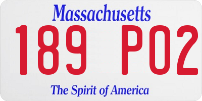 MA license plate 189PO2