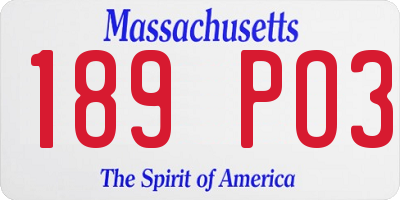 MA license plate 189PO3