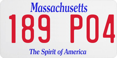 MA license plate 189PO4