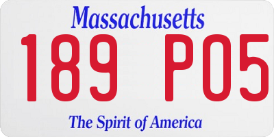 MA license plate 189PO5