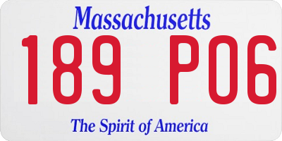 MA license plate 189PO6