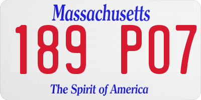MA license plate 189PO7