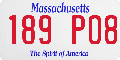 MA license plate 189PO8