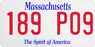MA license plate 189PO9