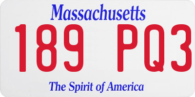 MA license plate 189PQ3