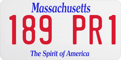 MA license plate 189PR1