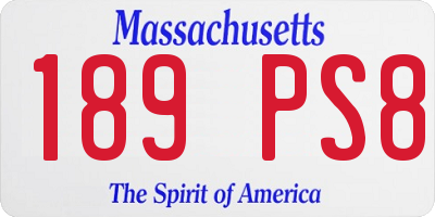 MA license plate 189PS8