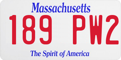 MA license plate 189PW2