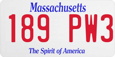 MA license plate 189PW3