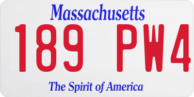 MA license plate 189PW4