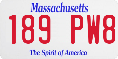 MA license plate 189PW8