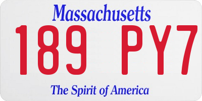 MA license plate 189PY7