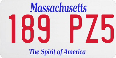 MA license plate 189PZ5