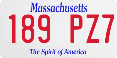 MA license plate 189PZ7