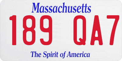 MA license plate 189QA7