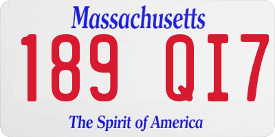 MA license plate 189QI7