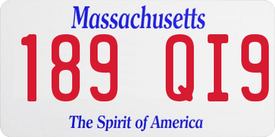 MA license plate 189QI9