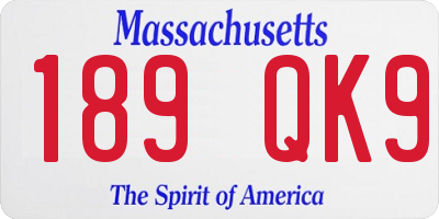 MA license plate 189QK9
