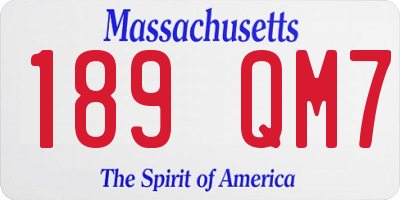 MA license plate 189QM7