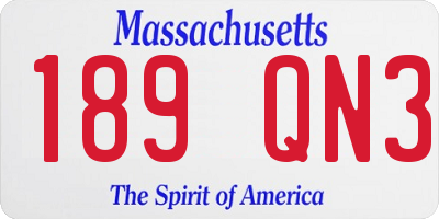 MA license plate 189QN3
