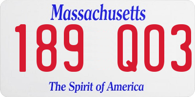 MA license plate 189QO3