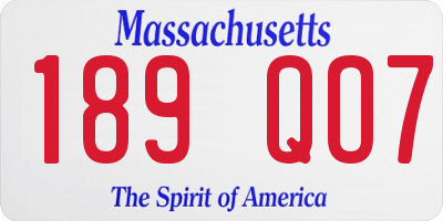 MA license plate 189QO7