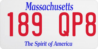 MA license plate 189QP8